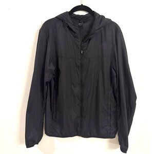 Men's Full Zip Hoodie Black Jacket with Pockets and Carry Pouch